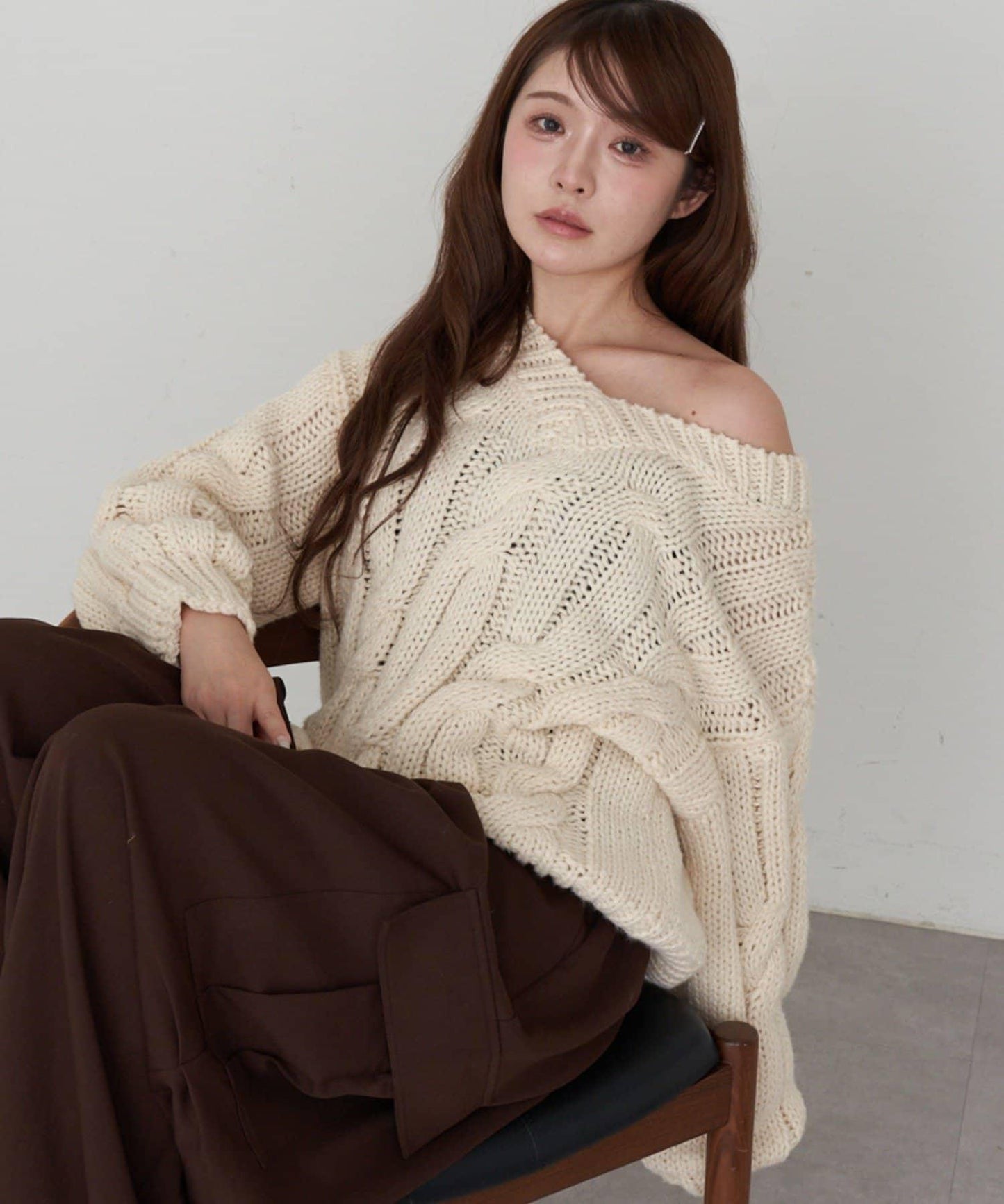 麻花寬鬆針織衫