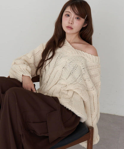 麻花寬鬆針織衫