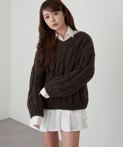 麻花寬鬆針織衫