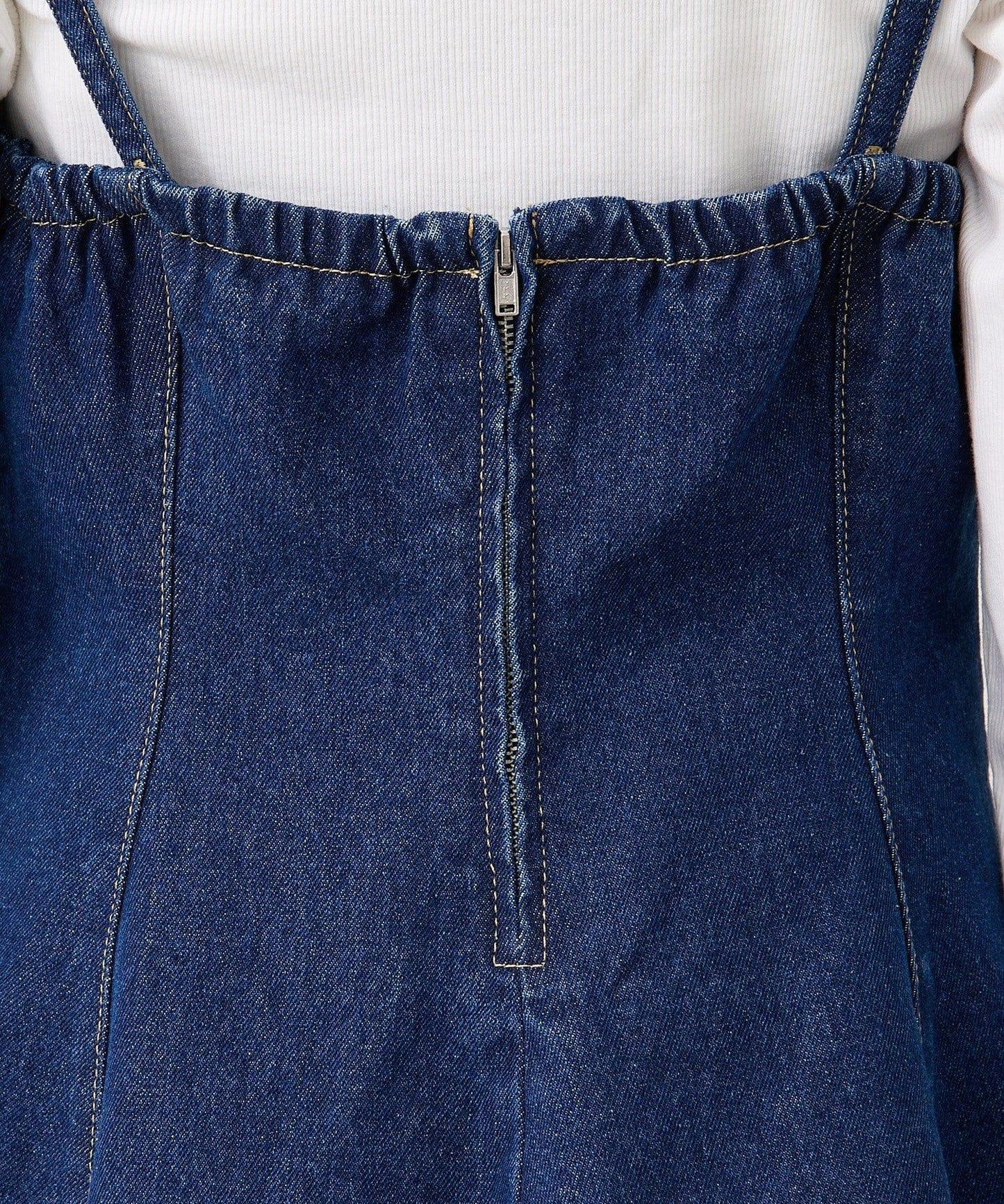 荷葉邊牛仔吊帶上衣