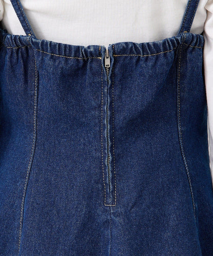 荷葉邊牛仔吊帶上衣