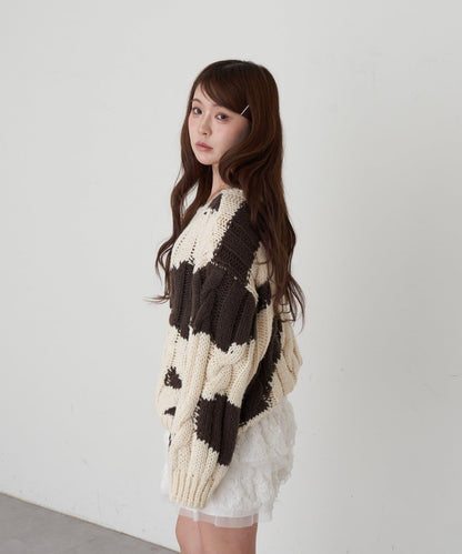 麻花寬鬆針織衫