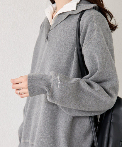 衛衣風格亨利領針織衫