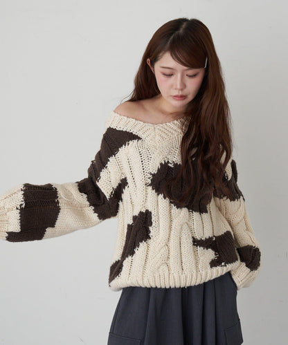 麻花寬鬆針織衫