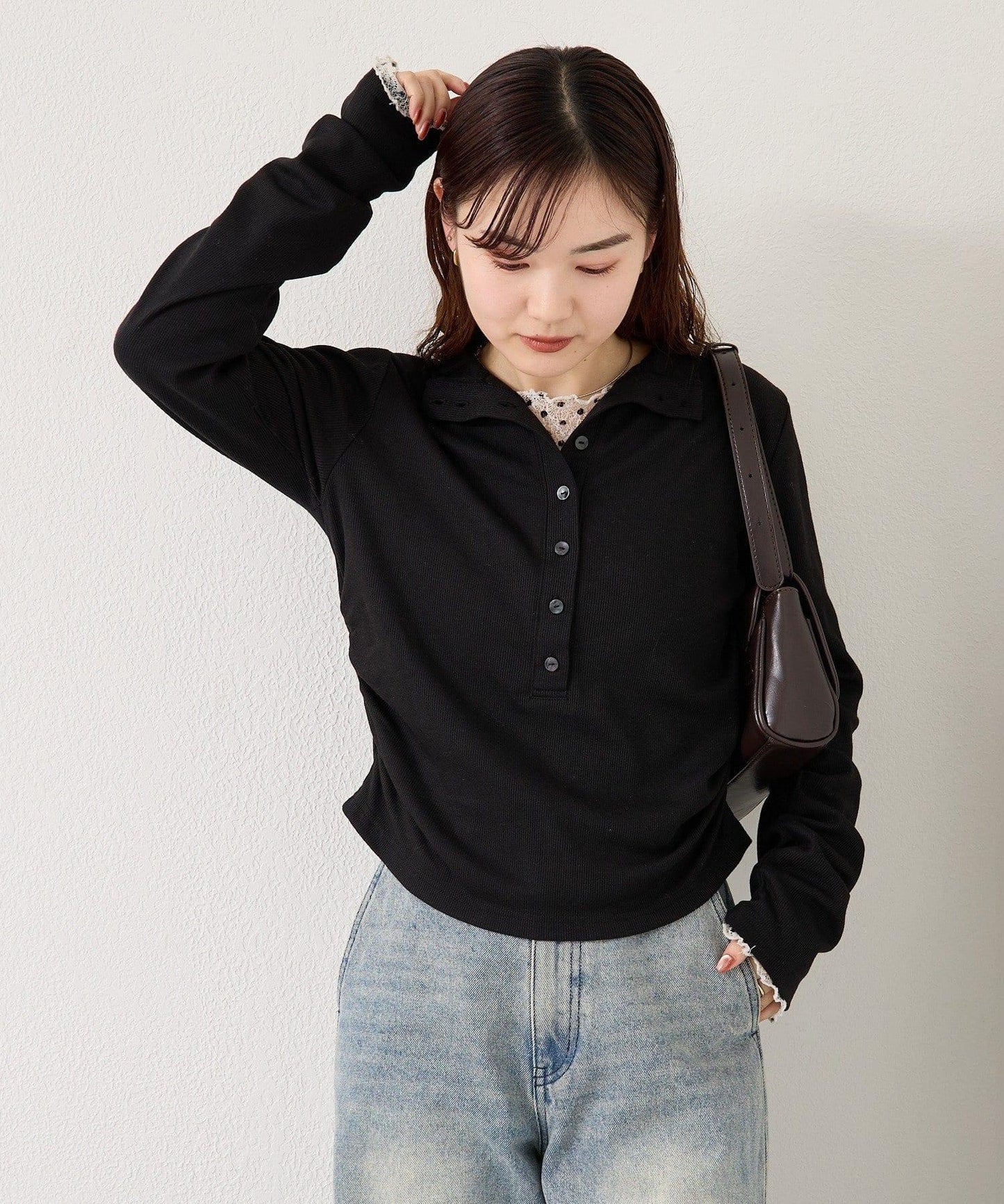 羅紋亨利領套頭衫