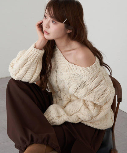 麻花寬鬆針織衫