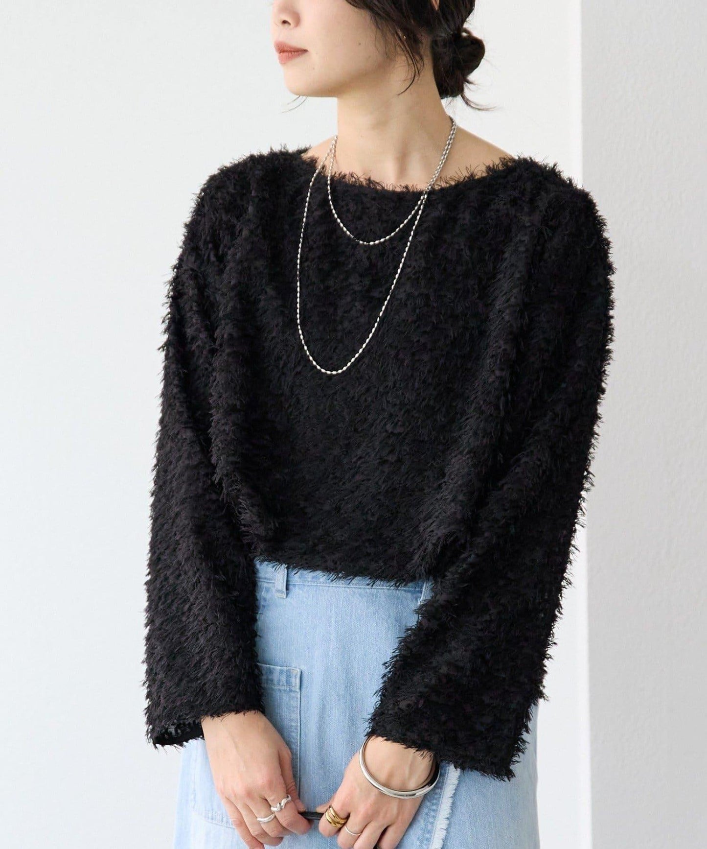 【適合正式場合】羽毛提花襯衫/預計12月下旬發貨