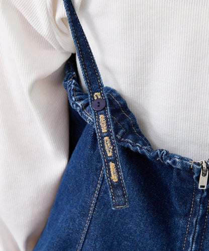 荷葉邊牛仔吊帶上衣