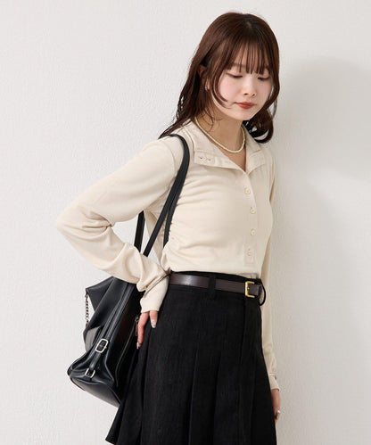 羅紋亨利領套頭衫