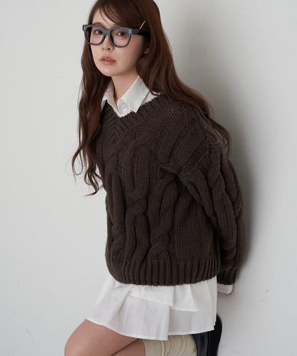麻花寬鬆針織衫
