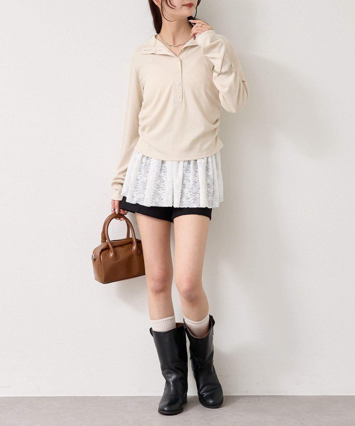 羅紋亨利領套頭衫