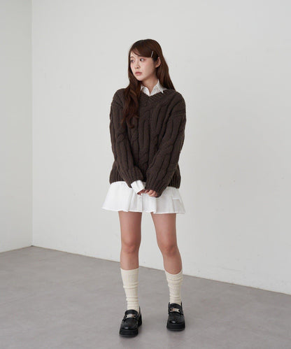 麻花寬鬆針織衫