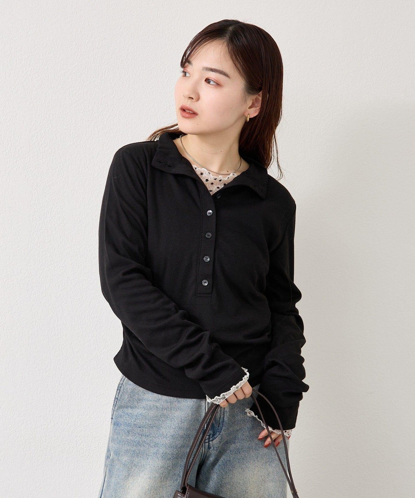 羅紋亨利領套頭衫