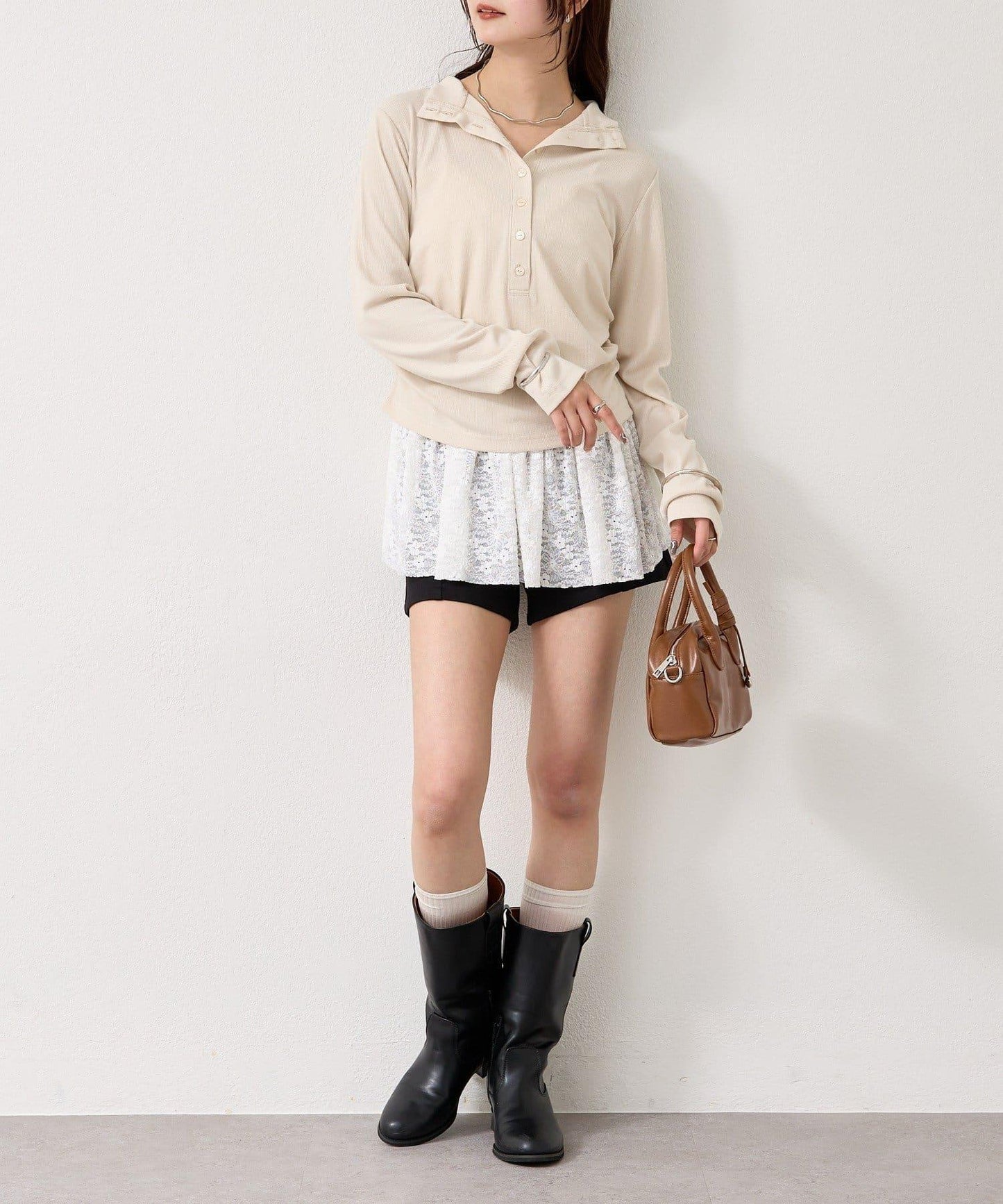 羅紋亨利領套頭衫