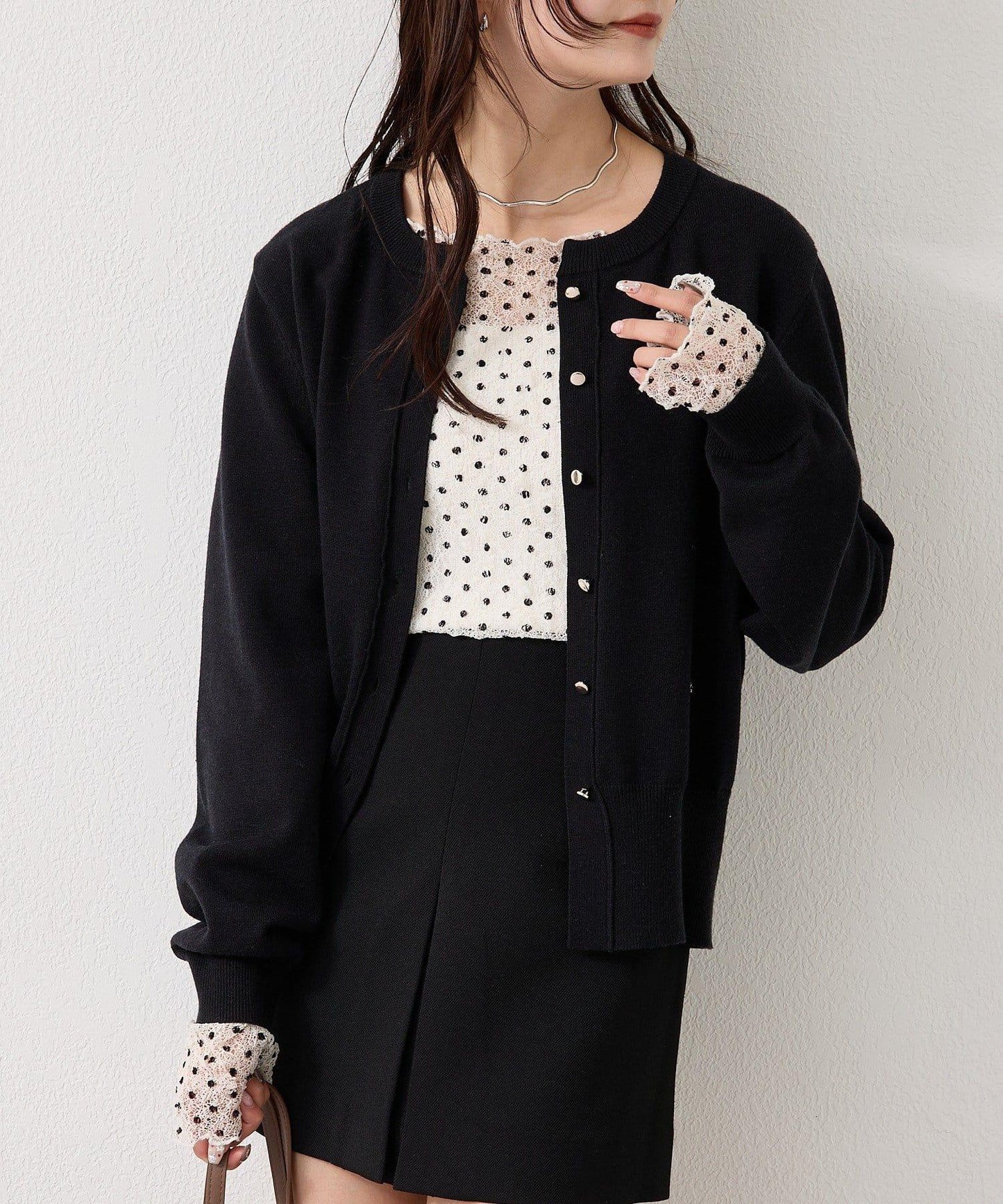【色/黑色】帶吊墜日常開衫