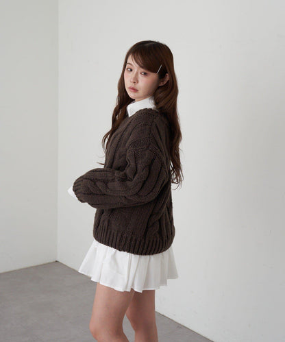 麻花寬鬆針織衫