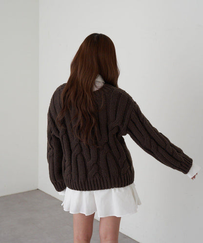 麻花寬鬆針織衫