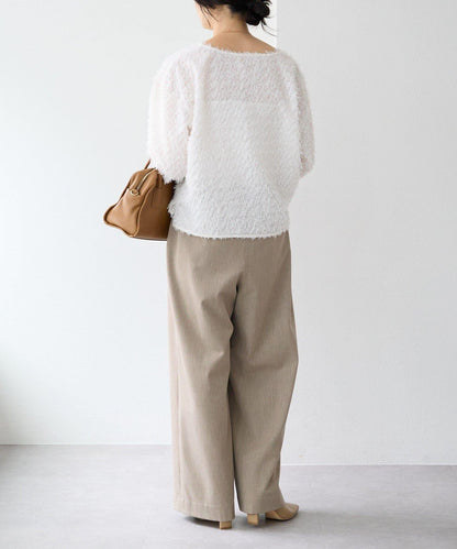 【適合正式場合】羽毛提花襯衫/預計12月下旬發貨