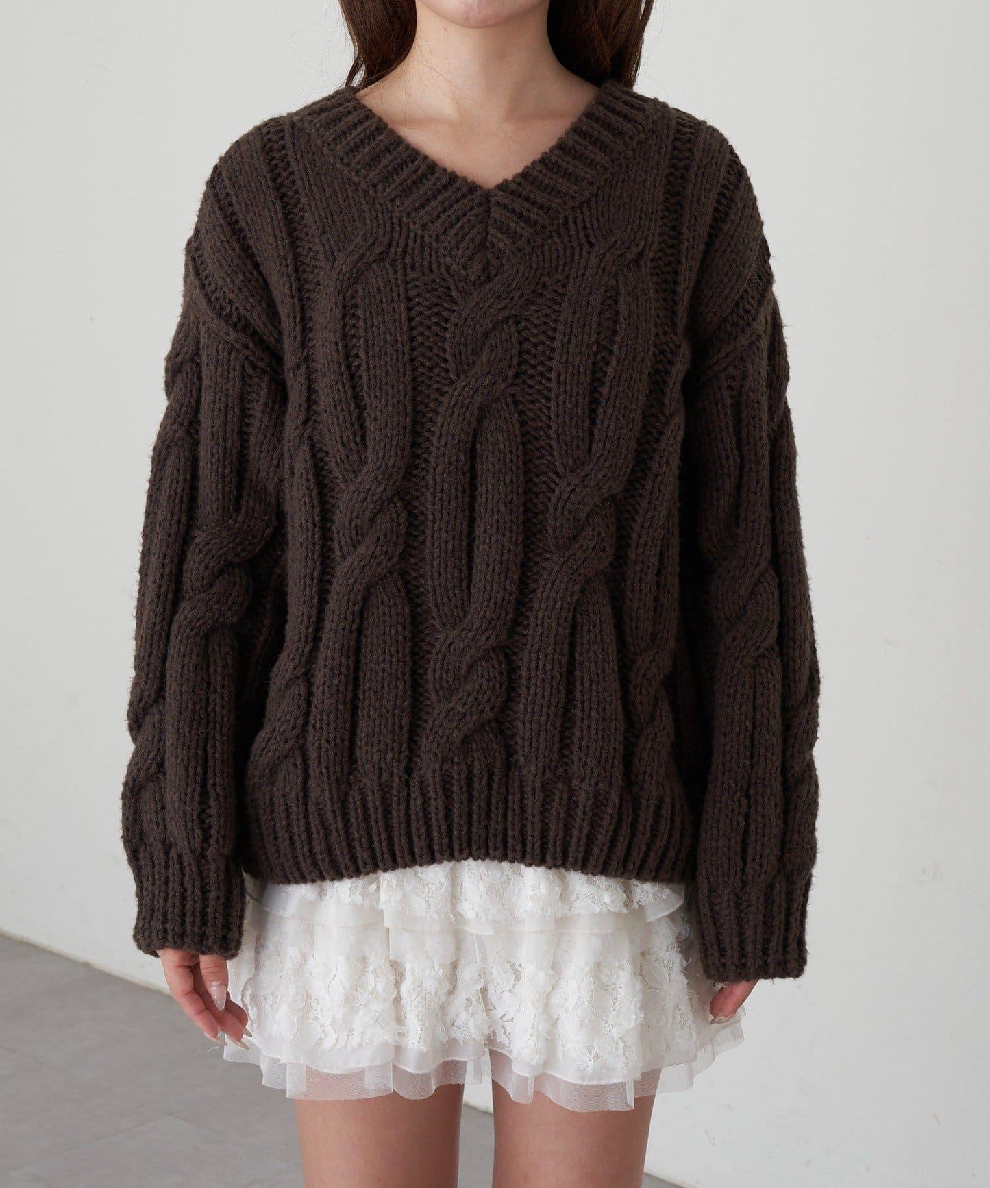 麻花寬鬆針織衫