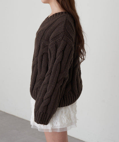 麻花寬鬆針織衫