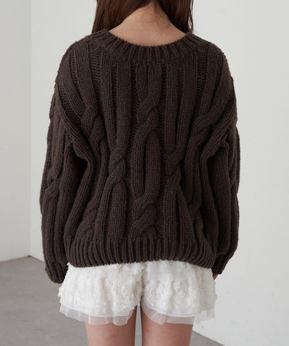 麻花寬鬆針織衫