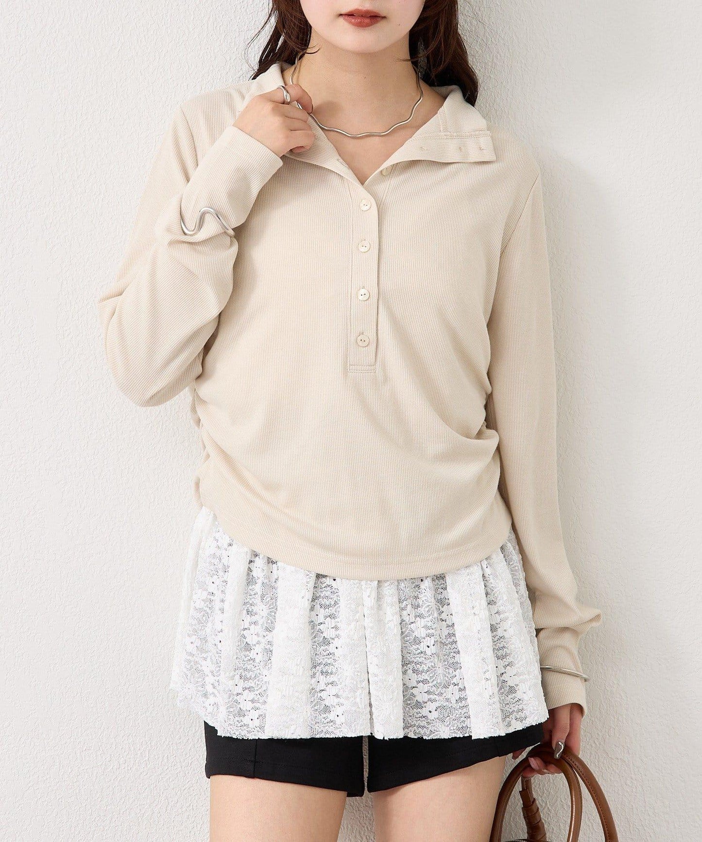 羅紋亨利領套頭衫