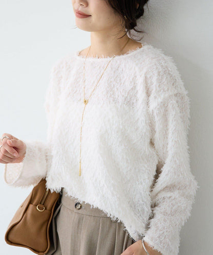 【適合正式場合】羽毛提花襯衫/預計12月下旬發貨