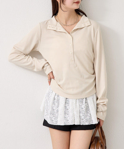 羅紋亨利領套頭衫