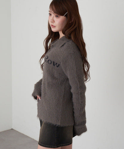 毛絨質感標誌紐扣開衫