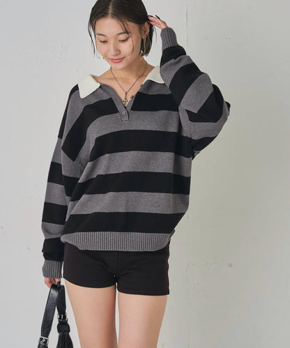 【WHO'S WHO gallery】寬鬆橄欖球針織衫