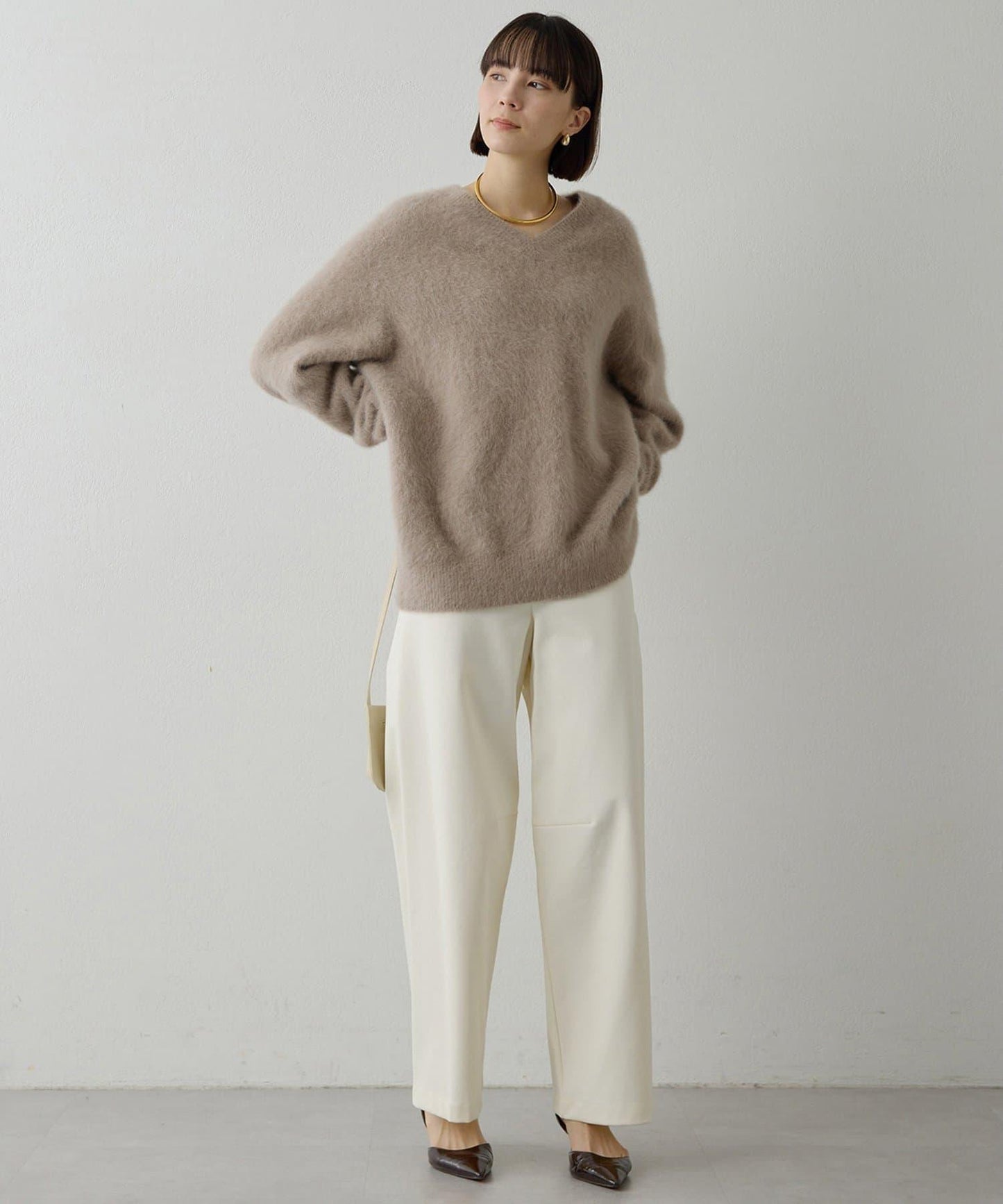 加絨桶型休閒褲