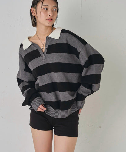 【WHO'S WHO gallery】寬鬆橄欖球針織衫