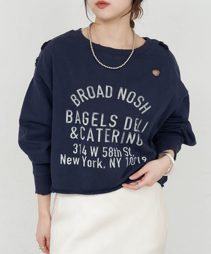 破洞風格印花衛衣