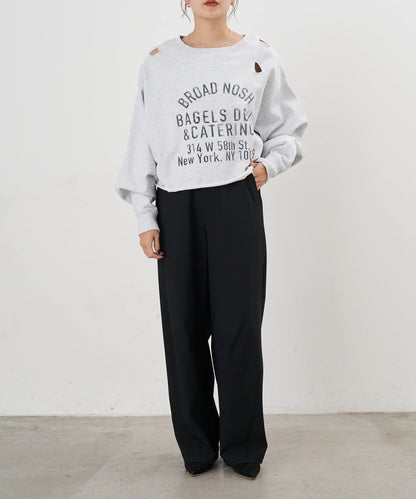 破洞風格印花衛衣