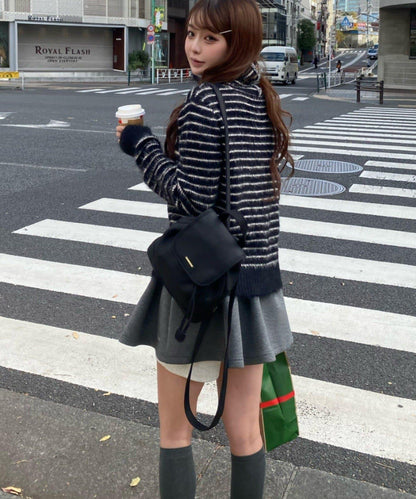 毛絨質感標誌紐扣開衫