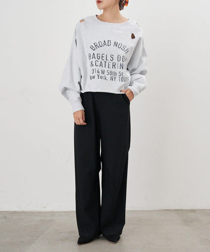 破洞風格印花衛衣