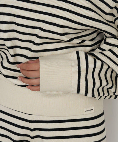條紋單肩針織衫