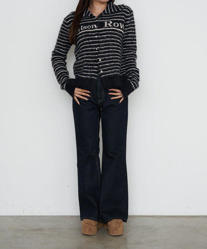 毛絨質感標誌紐扣開衫