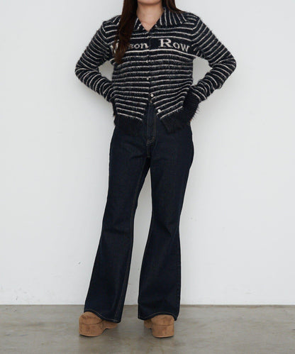 毛絨質感標誌紐扣開衫