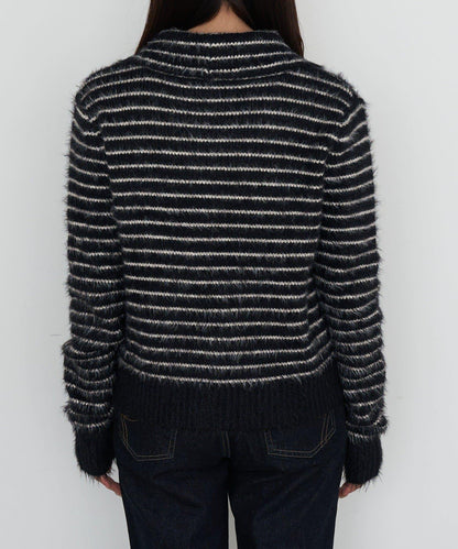 毛絨質感標誌紐扣開衫