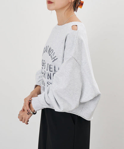 破洞風格印花衛衣