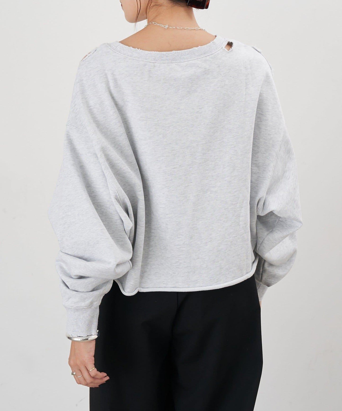 破洞風格印花衛衣