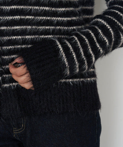 毛絨質感標誌紐扣開衫