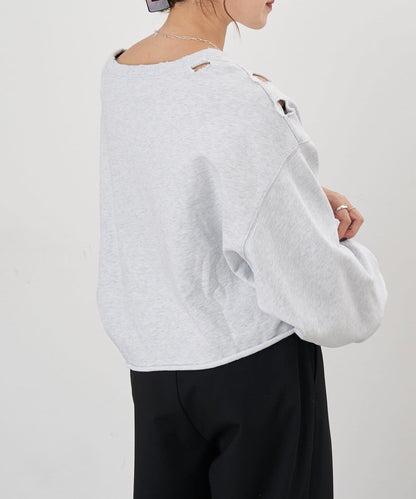 破洞風格印花衛衣