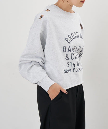 破洞風格印花衛衣