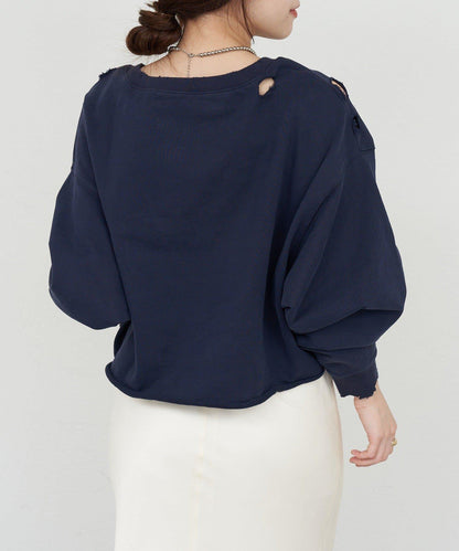 破洞風格印花衛衣