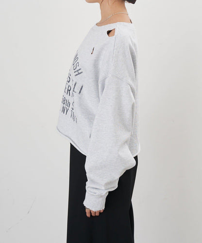 破洞風格印花衛衣