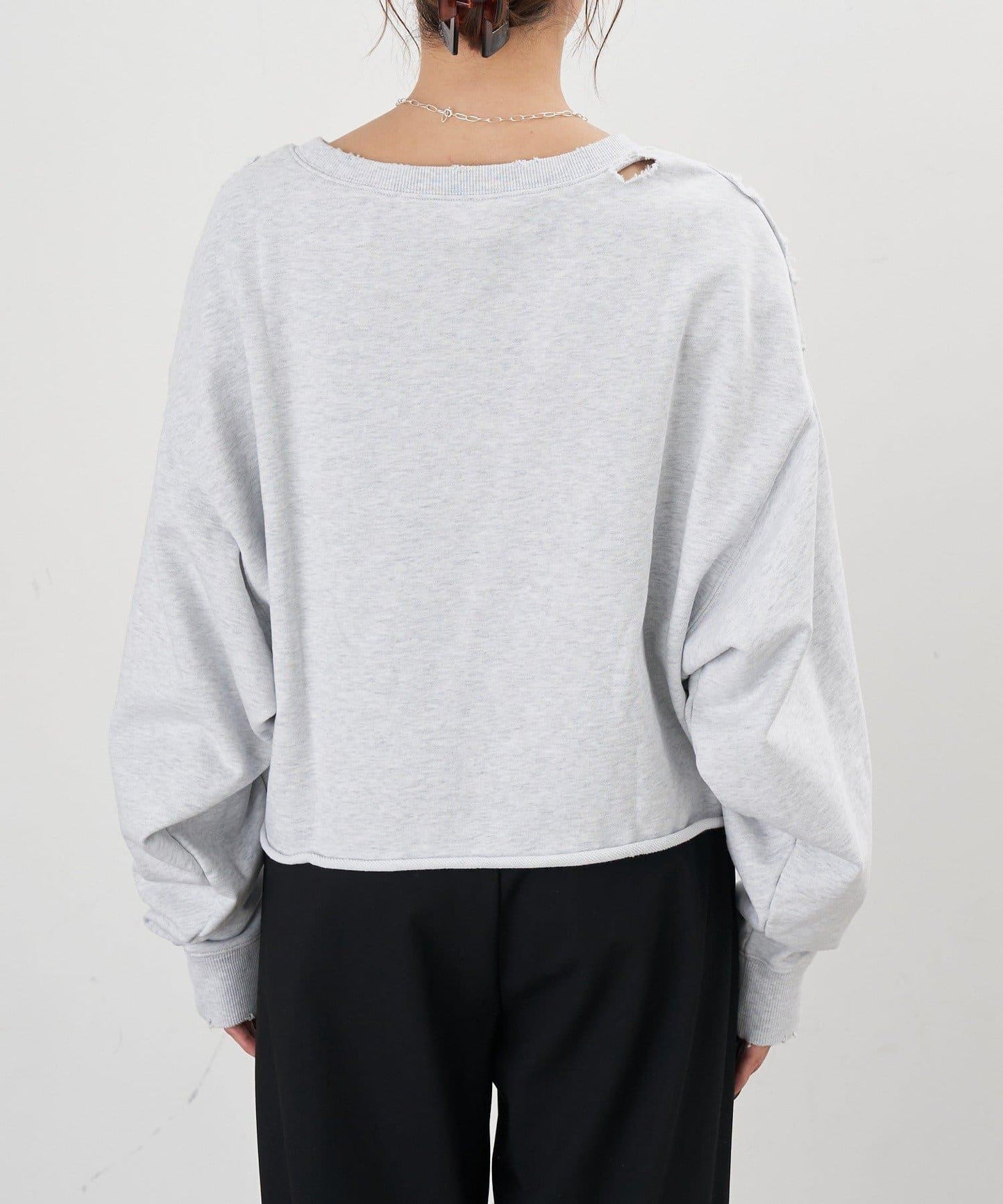 破洞風格印花衛衣