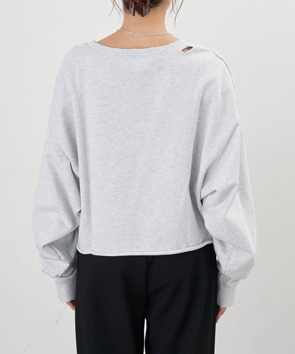 破洞風格印花衛衣