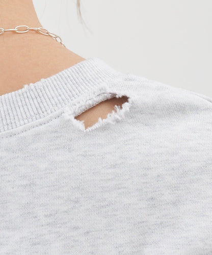 破洞風格印花衛衣